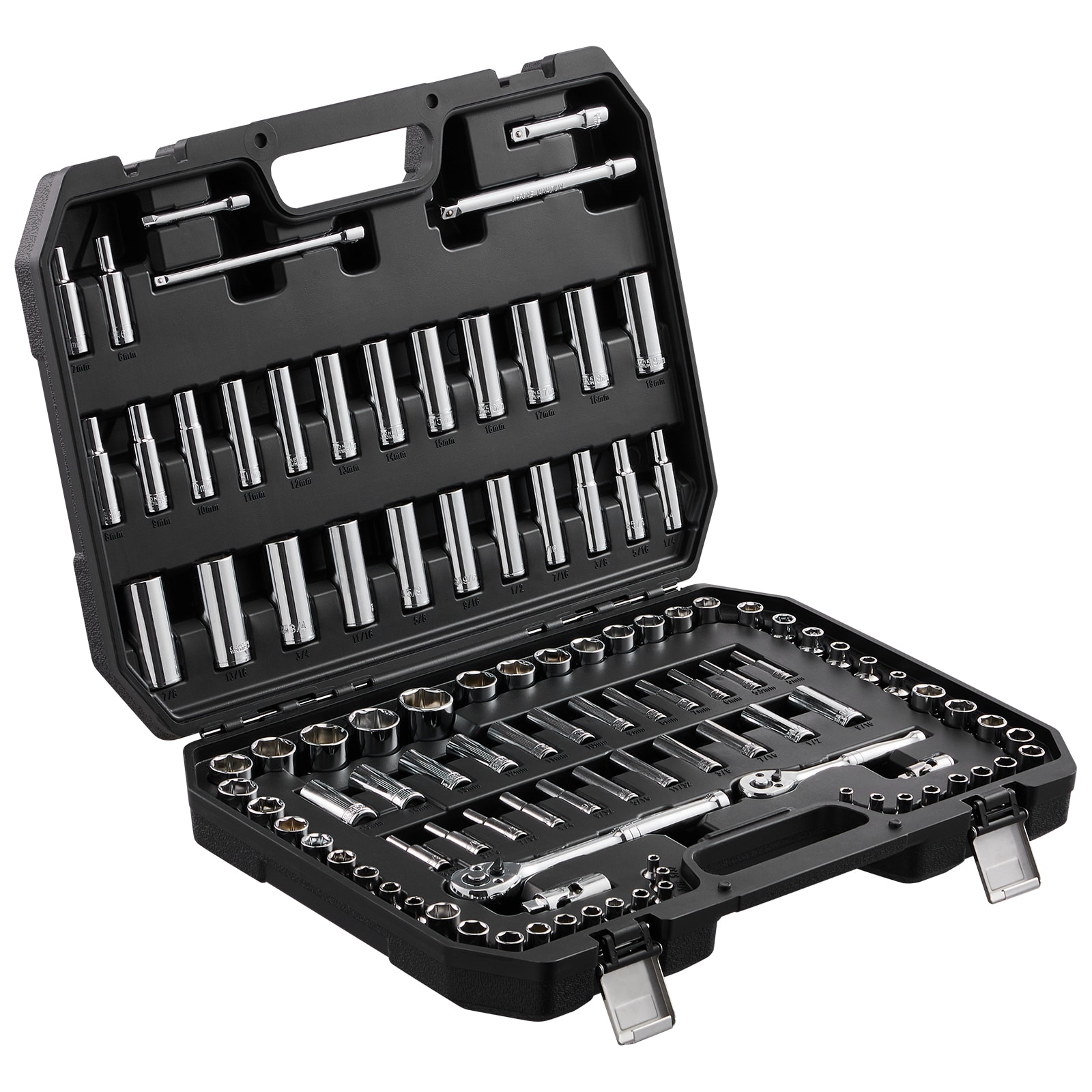 Socket Set And Ratchet Tool Kit With Storage Case 106 Piece Set_voghion.com